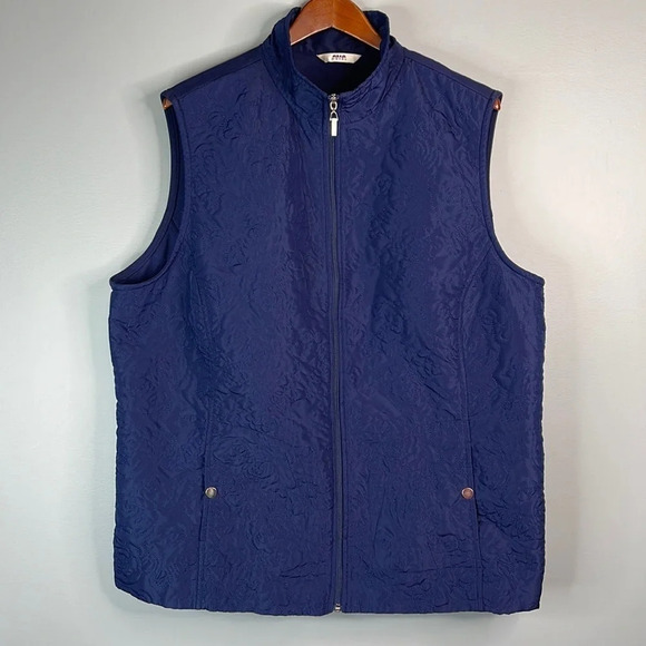 ALIA Quilted Lightweight Vest Blue Pockets Zipper Transitional Size 24W - Picture 9 of 9